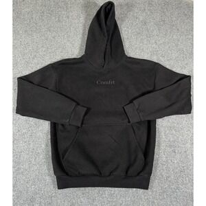 Comfrt Hoodie Mens Medium Black Fleece Pullover Oversized Sweatshirt EUC